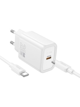 HOCO (N60) Φορτιστής USB-C και Καλώδιο USB-C - USB-C 20W Power Delivery / Quick Charge 3.0 - Λευκό