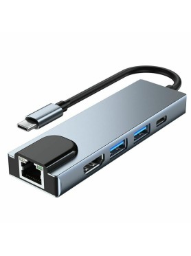 Tech-Protect V3-HUB USB 3.0 Hub 3 Θυρών με σύνδεση USB-C & Θύρα Φόρτισης - Γκρι
